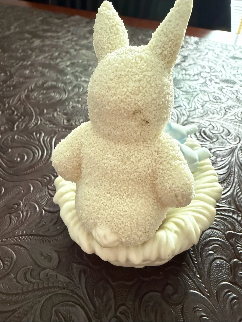 Dept 56, “Snuggling Snowbird”Bird Nest Figurine with Light Blue Birds